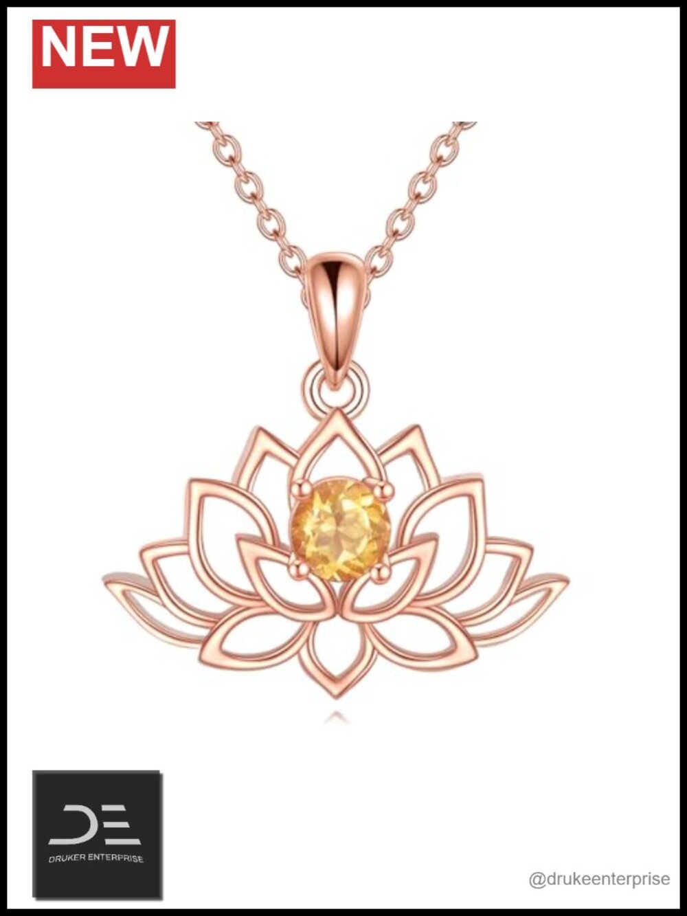 925 Sterling Silver Lotus Flower Pendant Necklace, Cubic Zirconia Yoga Gift